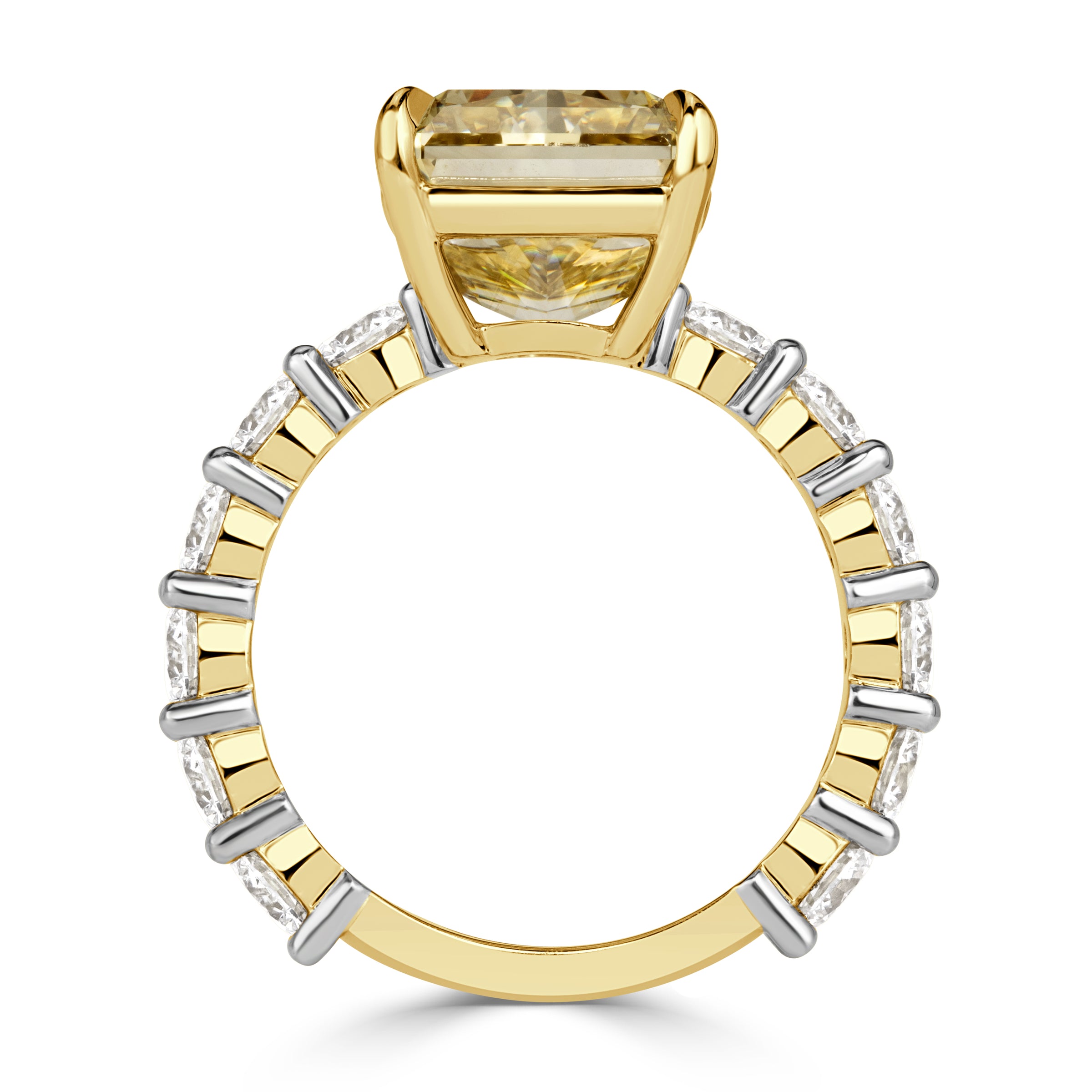 10.34ct Fancy Intense Yellow Radiant Cut Lab Grown Diamond Engagement Ring