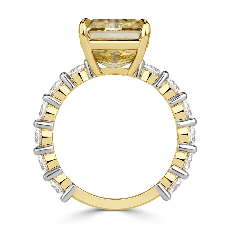 10.34ct Fancy Intense Yellow Radiant Cut Lab Grown Diamond Engagement Ring