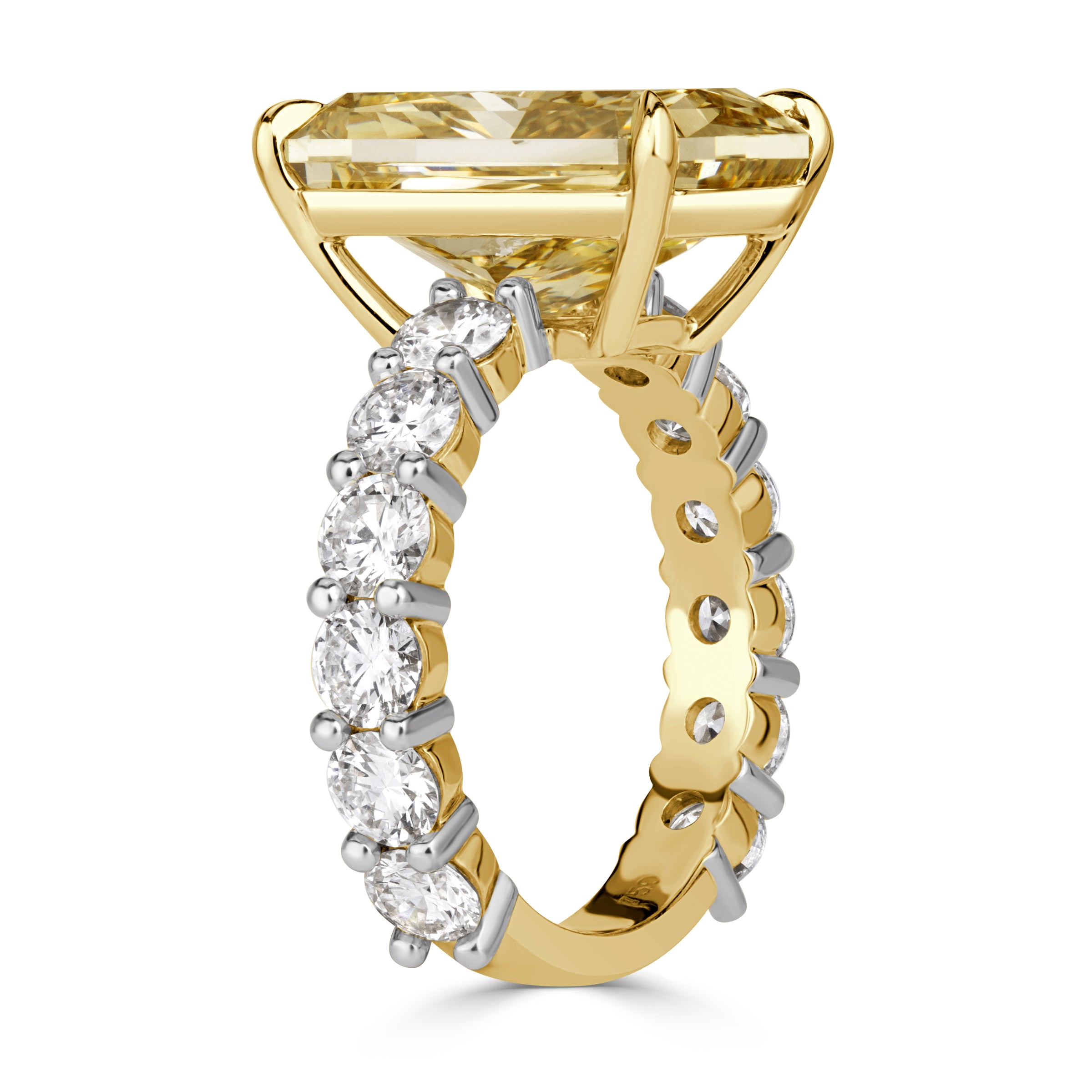 10.34ct Fancy Intense Yellow Radiant Cut Lab Grown Diamond Engagement Ring