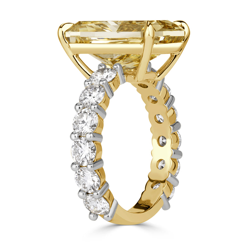 10.34ct Fancy Intense Yellow Radiant Cut Lab Grown Diamond Engagement Ring