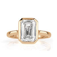3.32ct Emerald Cut Lab Grown Diamond Bezel Set Engagement Ring
