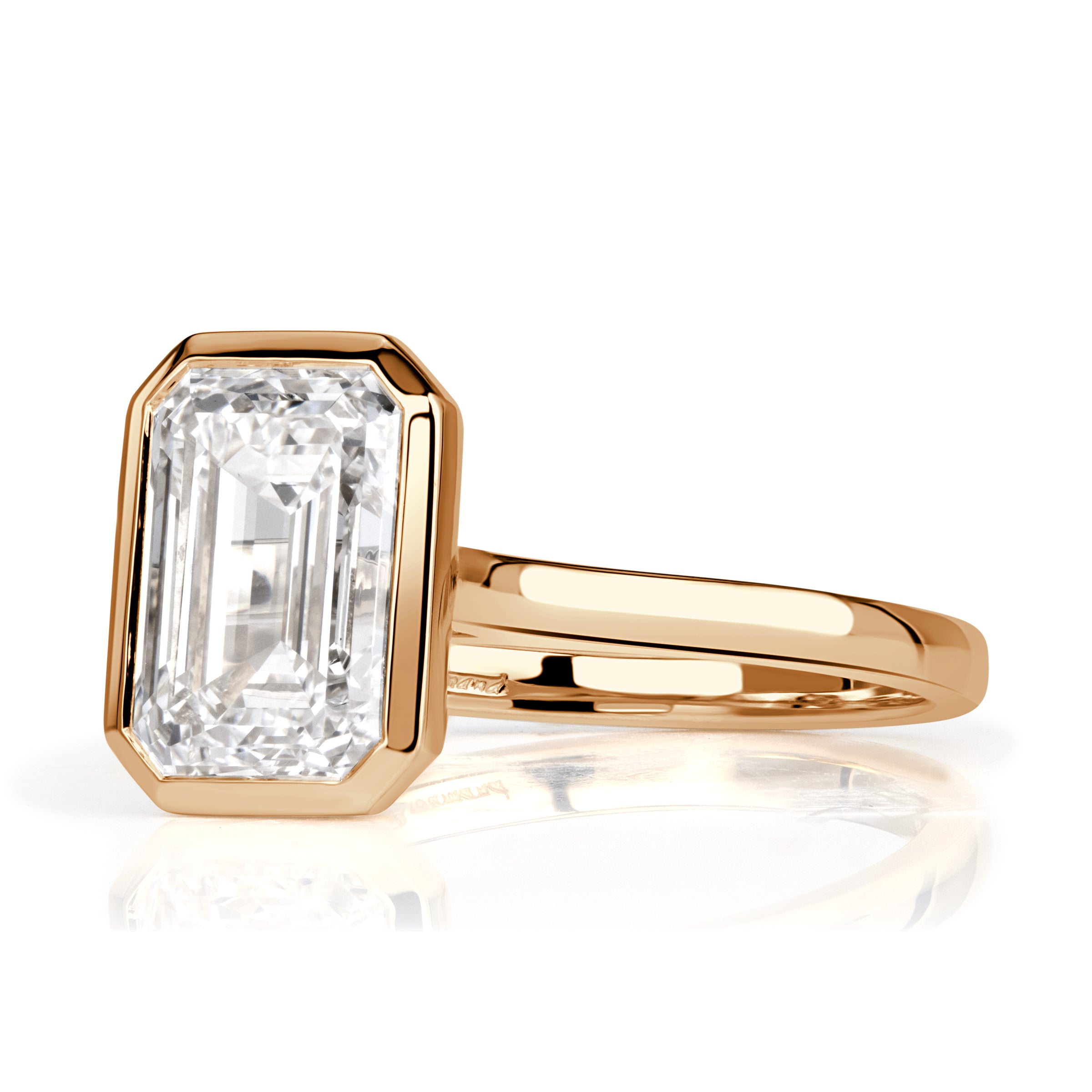 3.32ct Emerald Cut Lab Grown Diamond Bezel Set Engagement Ring