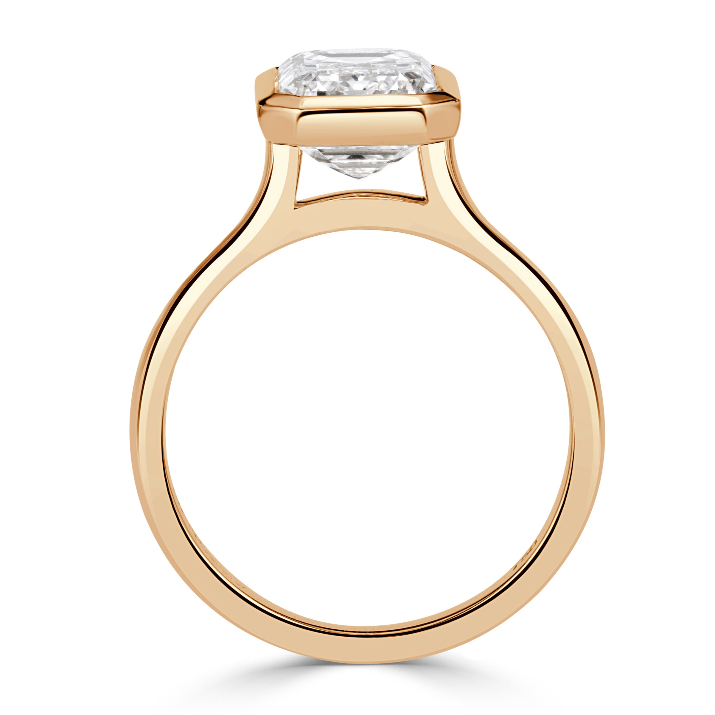 3.32ct Emerald Cut Lab Grown Diamond Bezel Set Engagement Ring