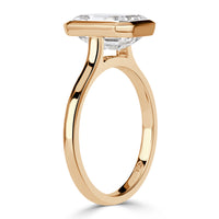 3.32ct Emerald Cut Lab Grown Diamond Bezel Set Engagement Ring