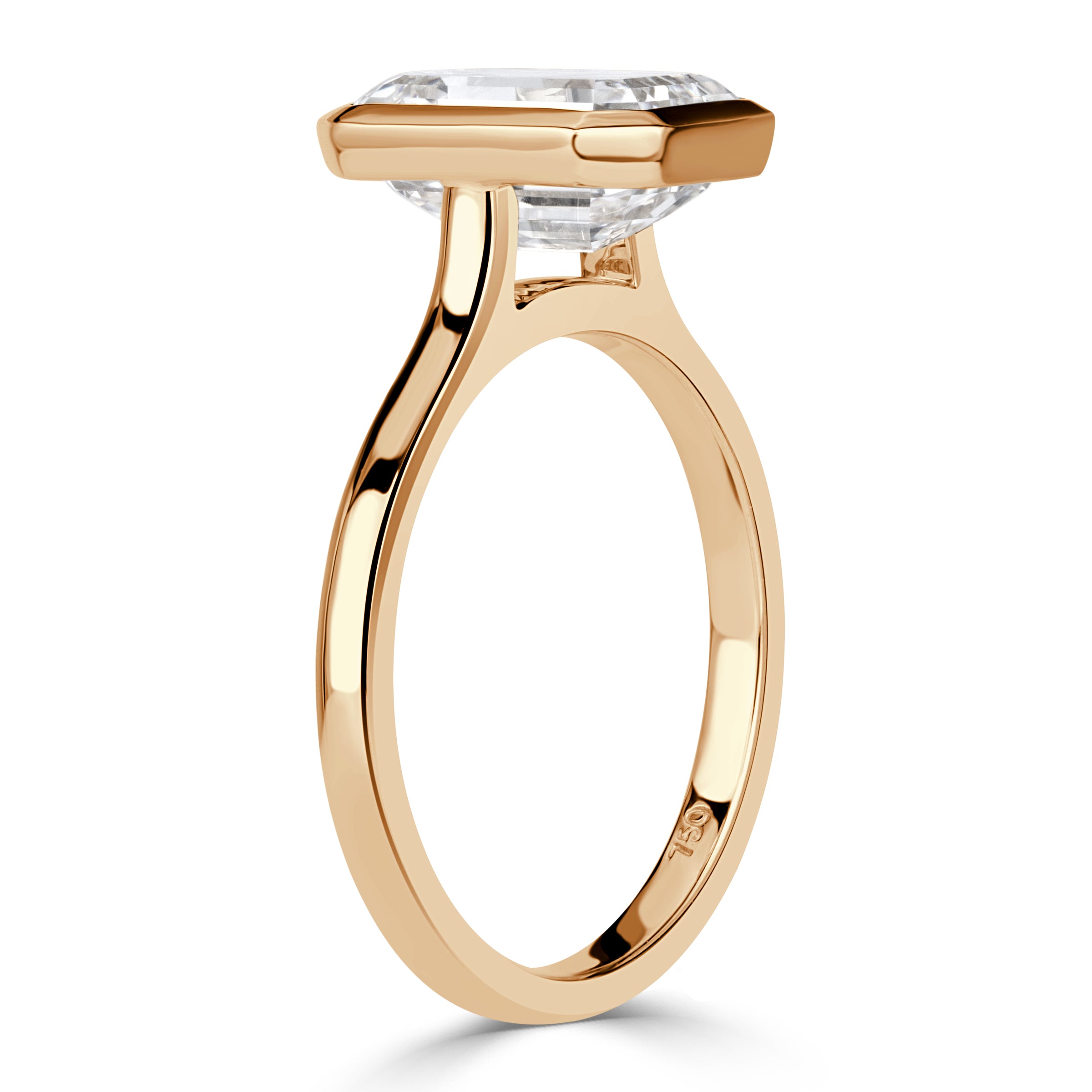 3.32ct Emerald Cut Lab Grown Diamond Bezel Set Engagement Ring