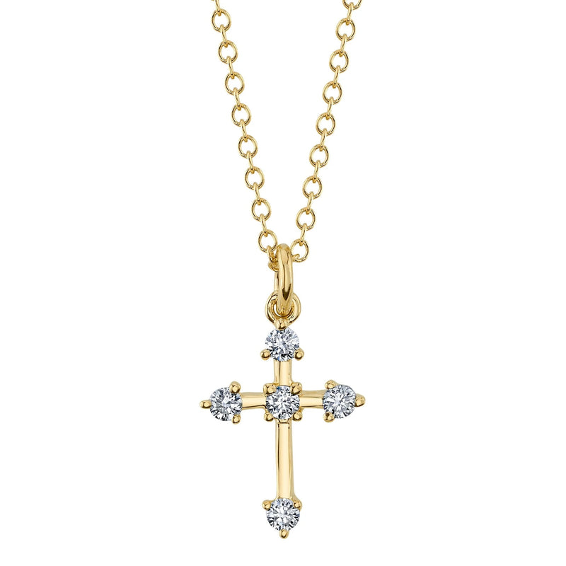 0.13ct Round Brilliant Cut Diamond Mini Cross Necklace