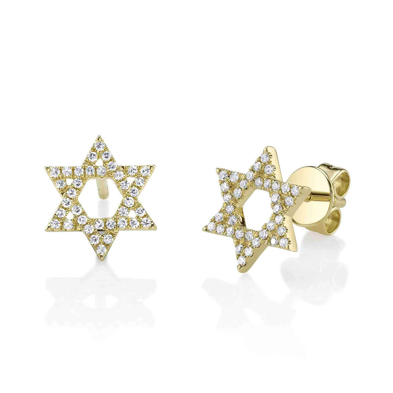 0.16ct Round Brilliant Cut Diamond Star Of David Stud Earrings