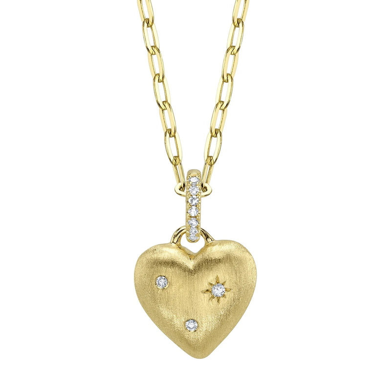 0.04ct Round Brilliant Cut Diamond Heart Charm Necklace