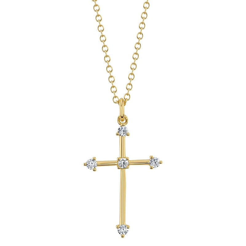 0.13ct Round Brilliant Cut Diamond Cross Necklace