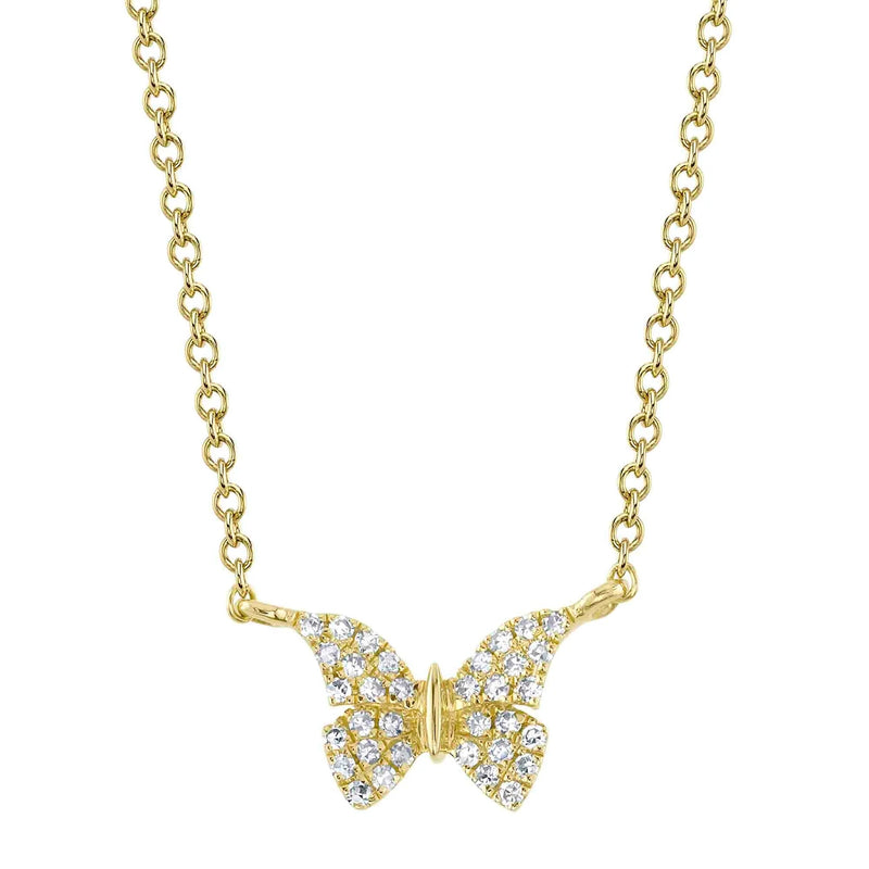 0.08ct Round Brilliant Cut Diamond Butterfly Necklace