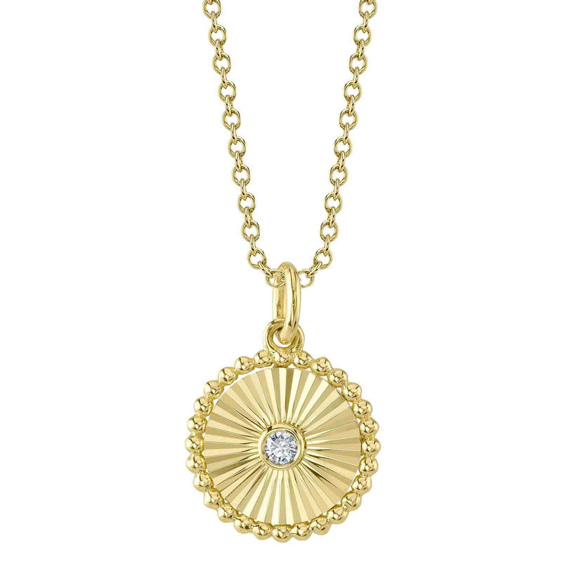 0.02ct Round Brilliant Cut Diamond Fluted Circle Necklace