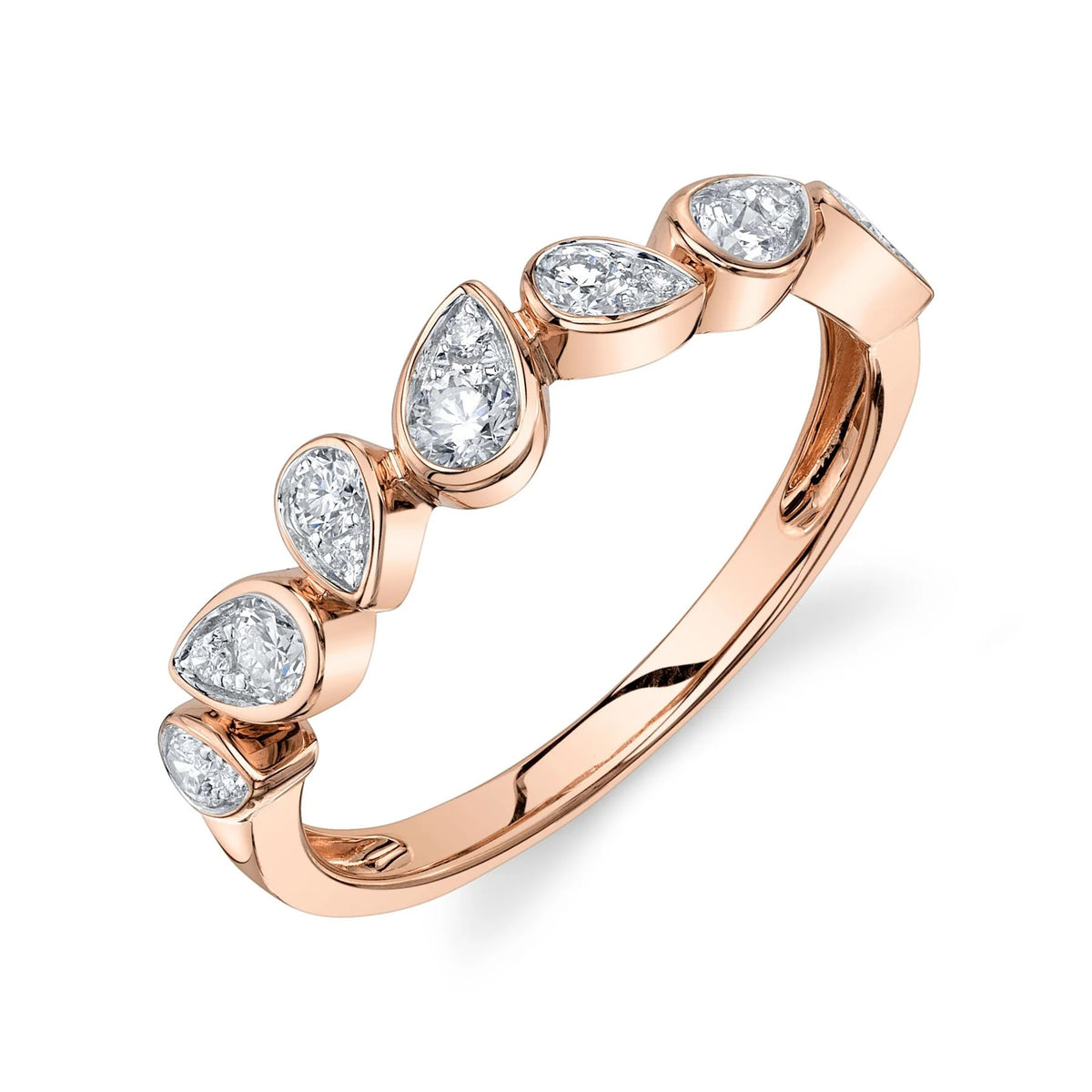 0.39ct Pear Shaped Mosaic Diamond Bezel Set Ring