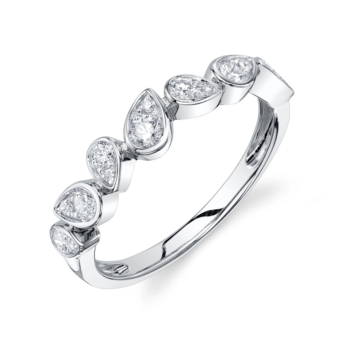 0.39ct Pear Shaped Mosaic Diamond Bezel Set Ring
