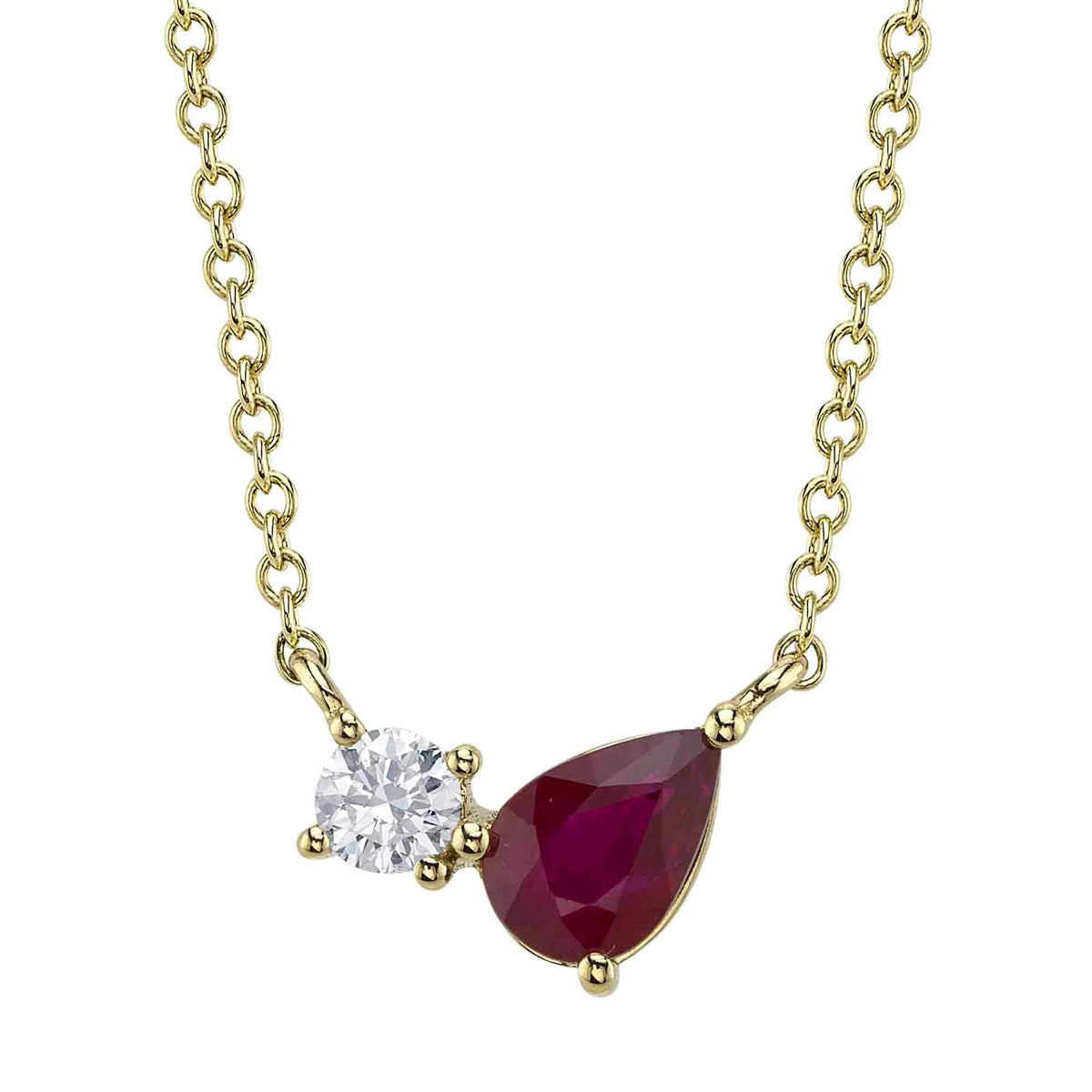 Birthstone and Diamond Toi Et Moi Necklace