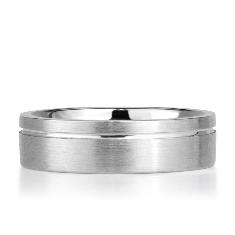 Off-Centered Groove Satin Men's Wedding Band 6mm