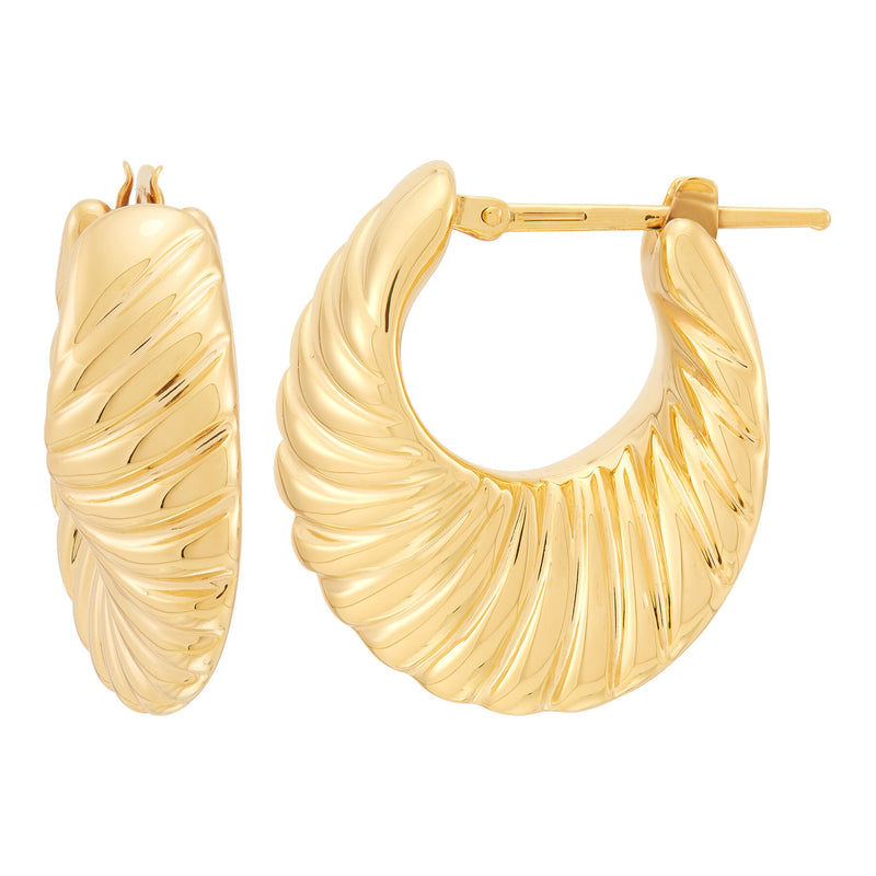 Sculptural Scalloped Shrimp Hoop Earrings