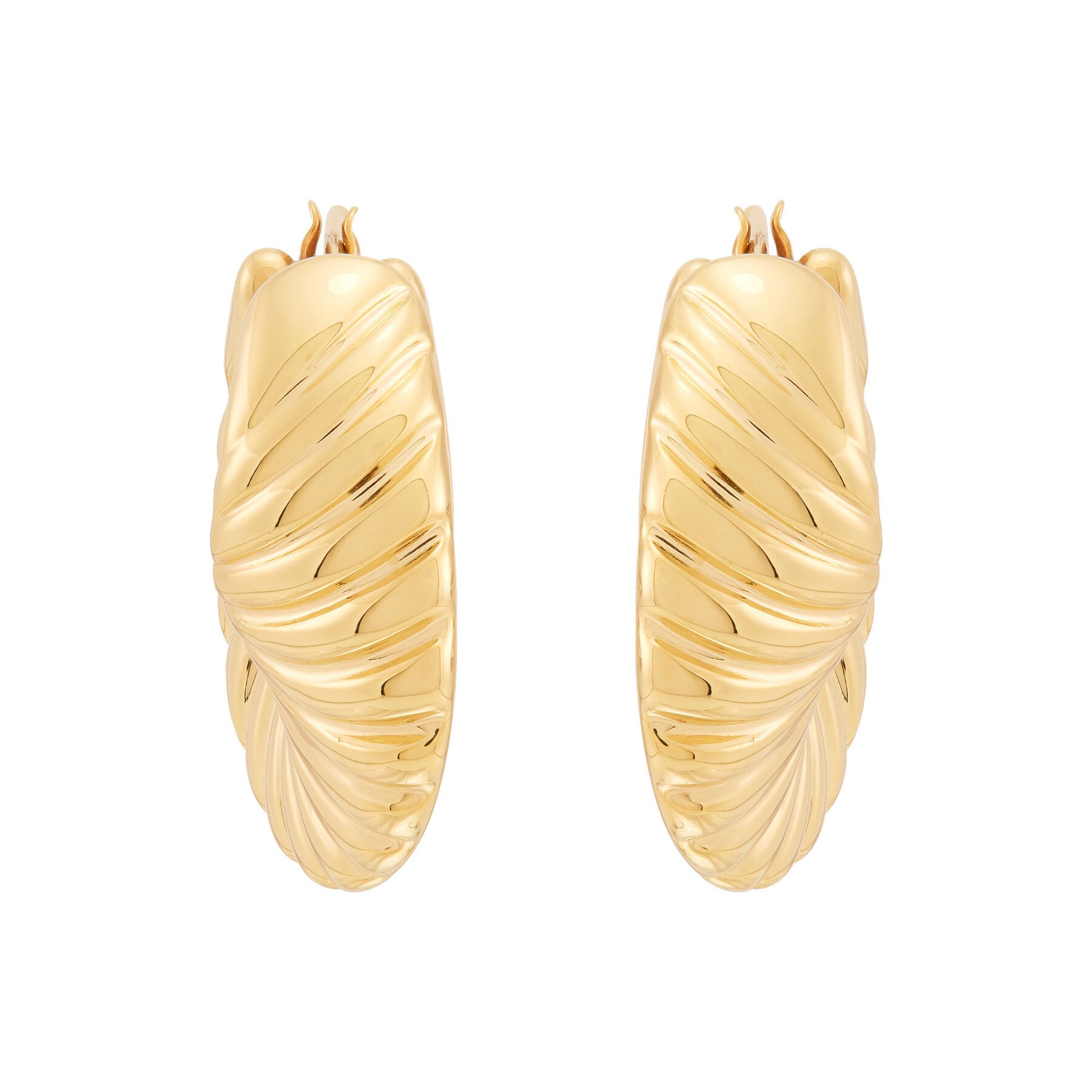 Sculptural Scalloped Shrimp Hoop Earrings