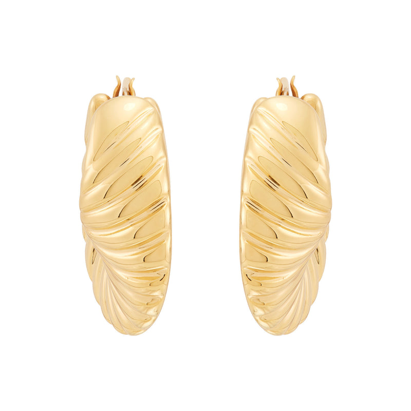 Sculptural Scalloped Shrimp Hoop Earrings