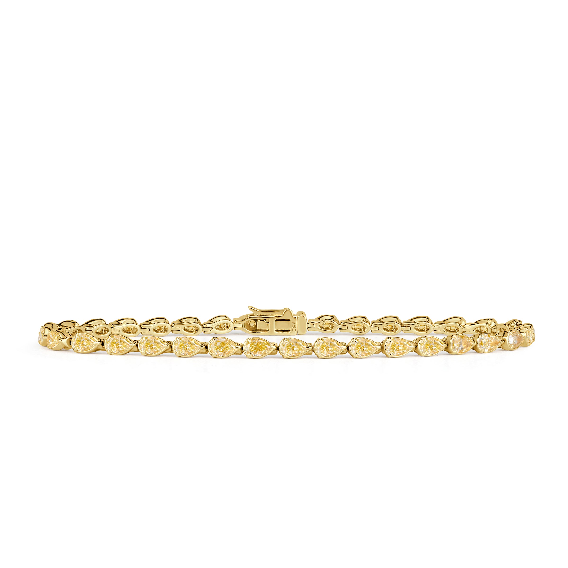 4.94ct Pear Shaped Fancy Yellow Diamond Tennis Bracelet