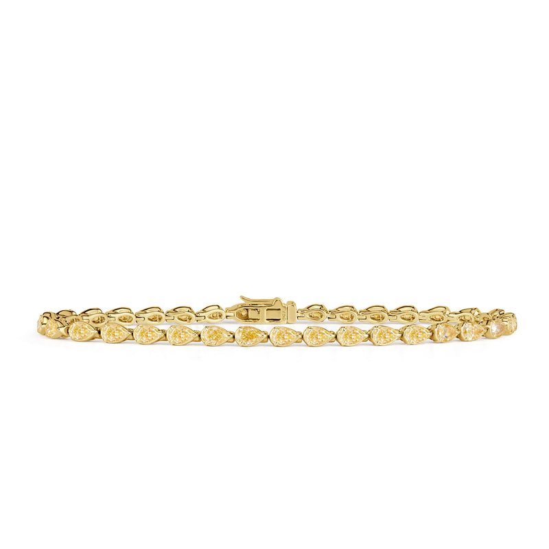4.94ct Pear Shaped Fancy Yellow Diamond Tennis Bracelet