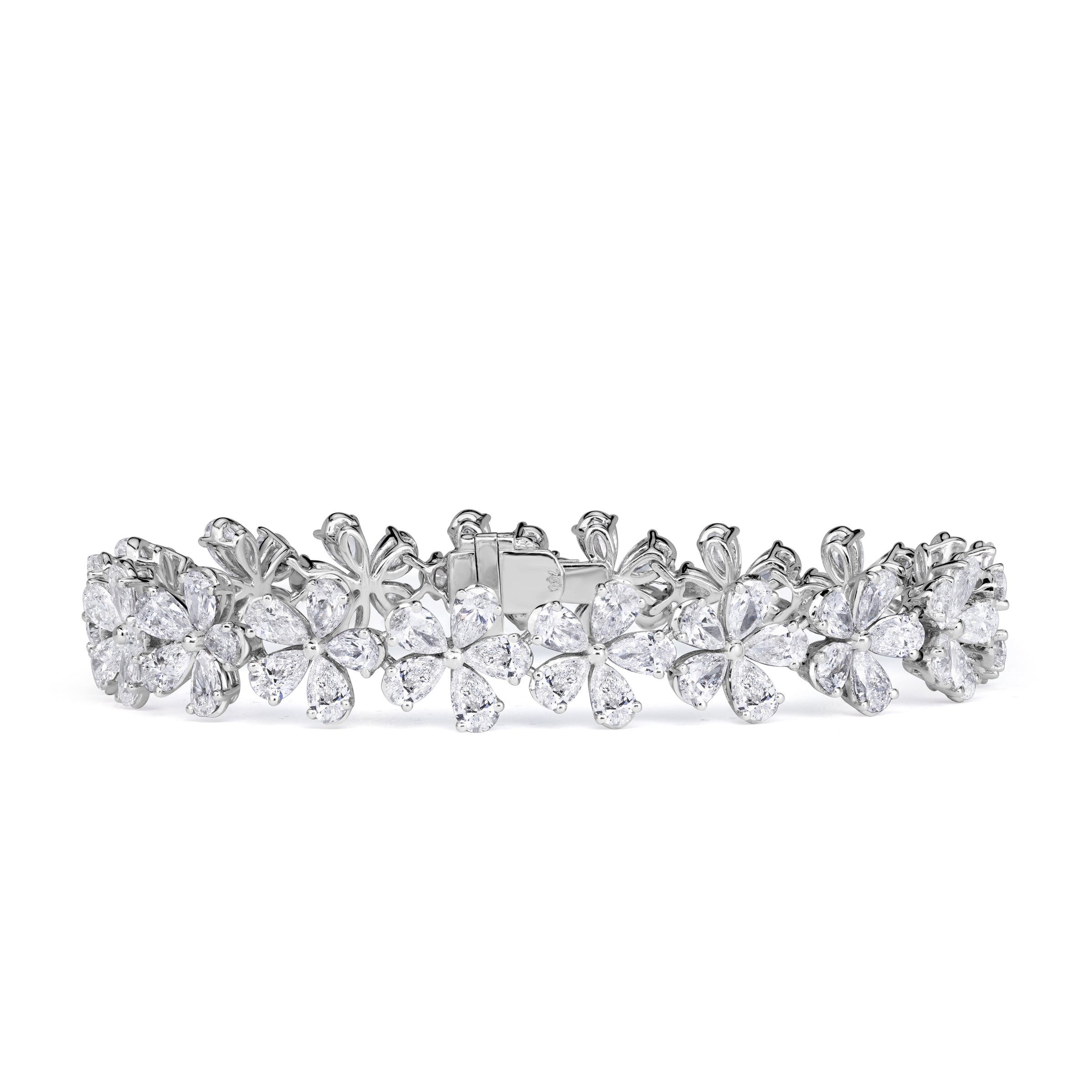 13.77ct Pear Shaped Diamond Floral Bracelet