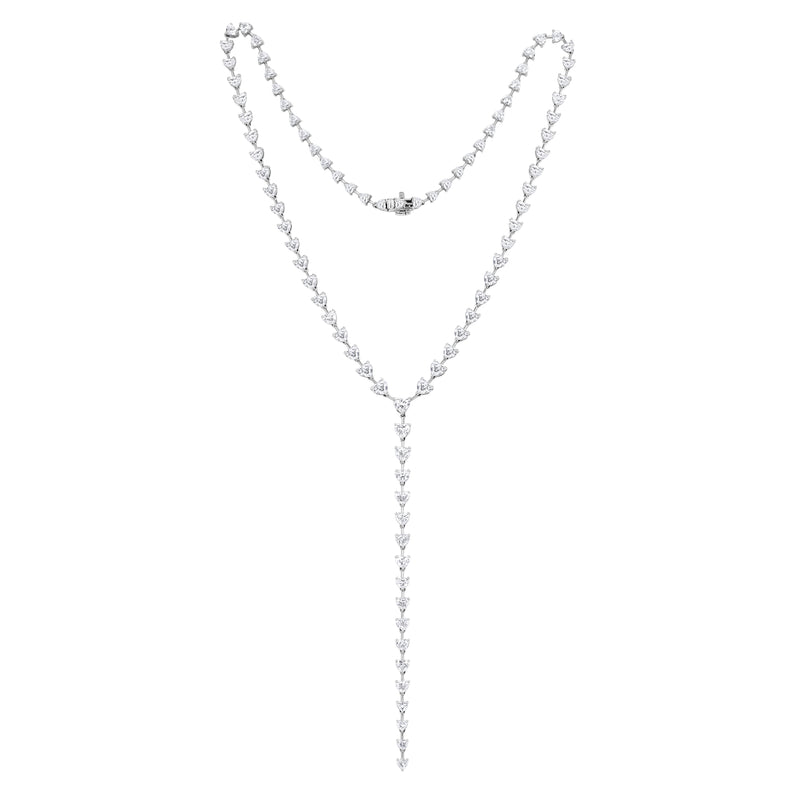 14.68ct Heart Shaped Diamond Lariat Tennis Necklace
