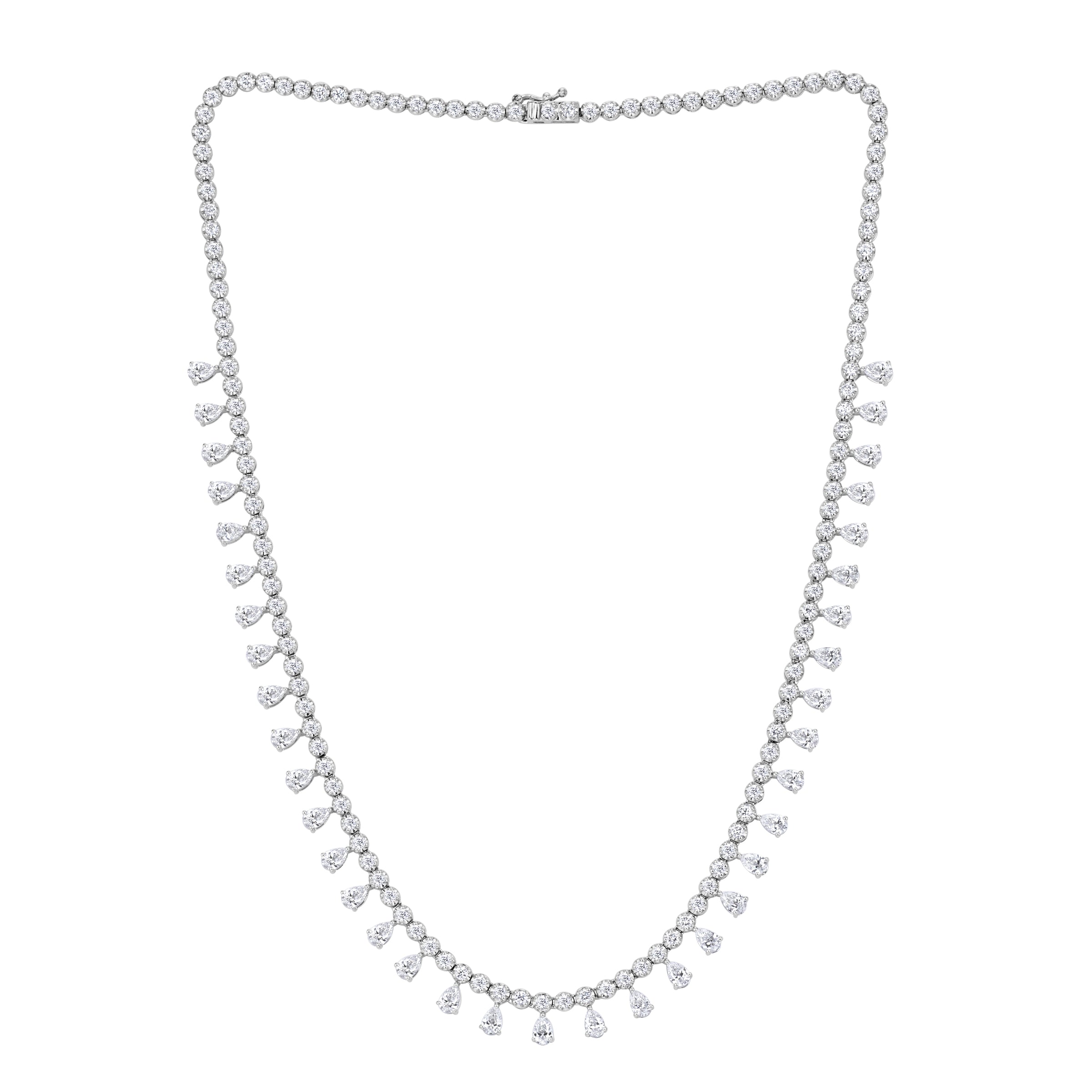 10.34ct Pear Shaped and Round Brilliant Cut Diamond Bridal Necklace