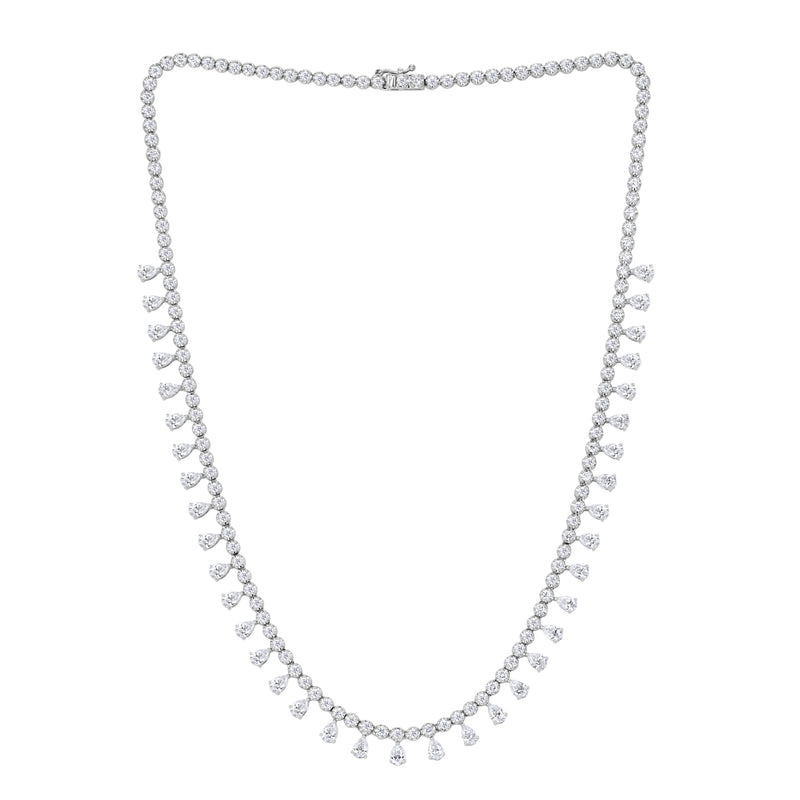 10.34ct Pear Shaped and Round Brilliant Cut Diamond Bridal Necklace