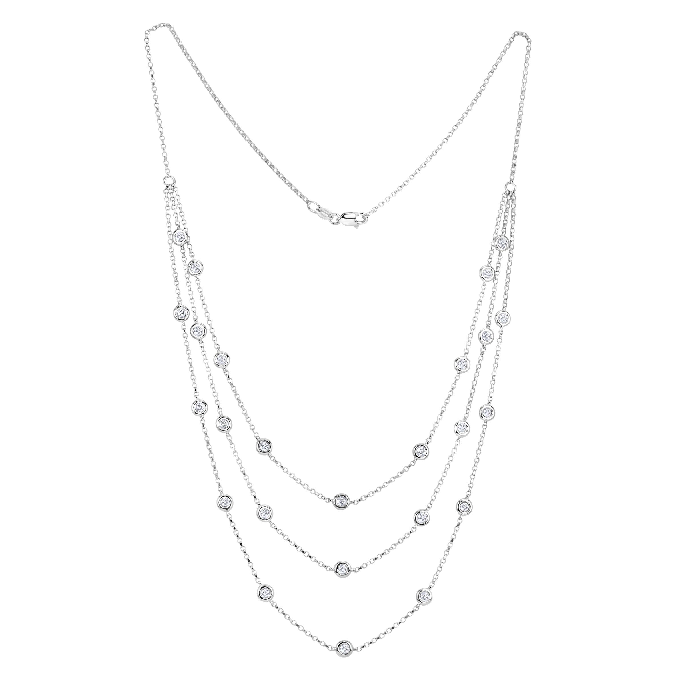 1.25ct Round Brilliant Cut Diamond By The Yard Multi-Strand Necklace