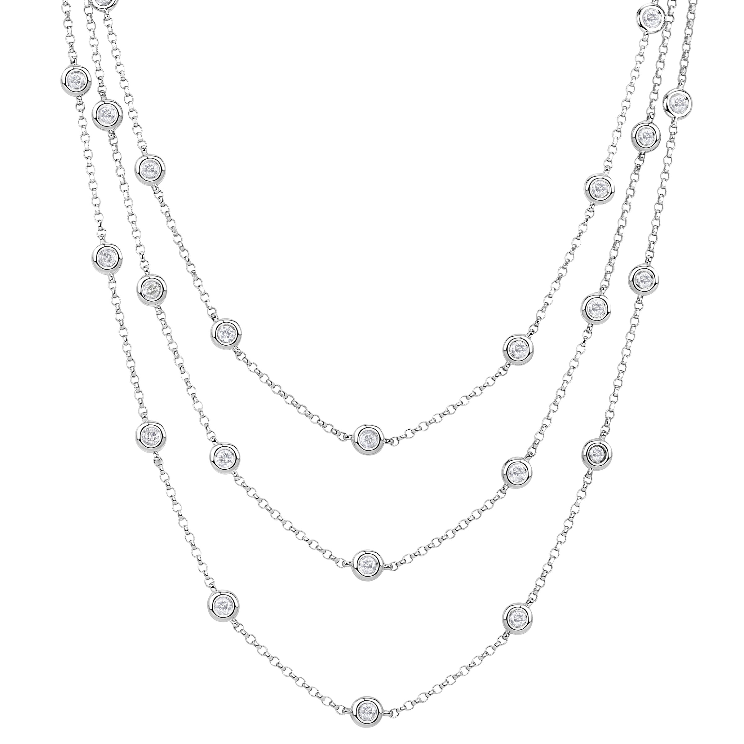1.25ct Round Brilliant Cut Diamond By The Yard Multi-Strand Necklace