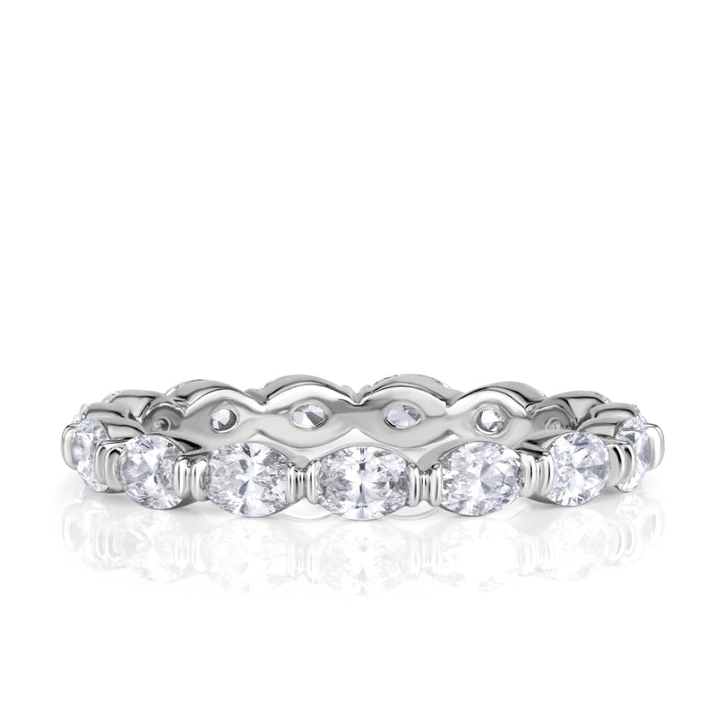 Oval Cut Diamond Eternity Band East-West Tab Prong Design