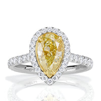 2.47ct Fancy Yellow Pear Shaped Diamond Engagement Ring