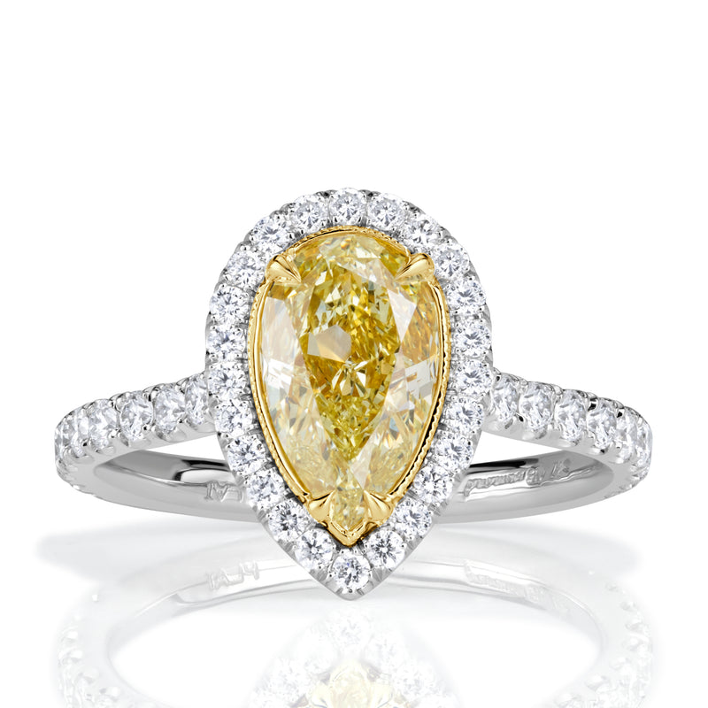 2.47ct Fancy Yellow Pear Shaped Diamond Engagement Ring