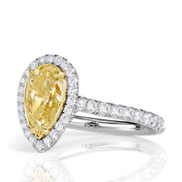 2.47ct Fancy Yellow Pear Shaped Diamond Engagement Ring