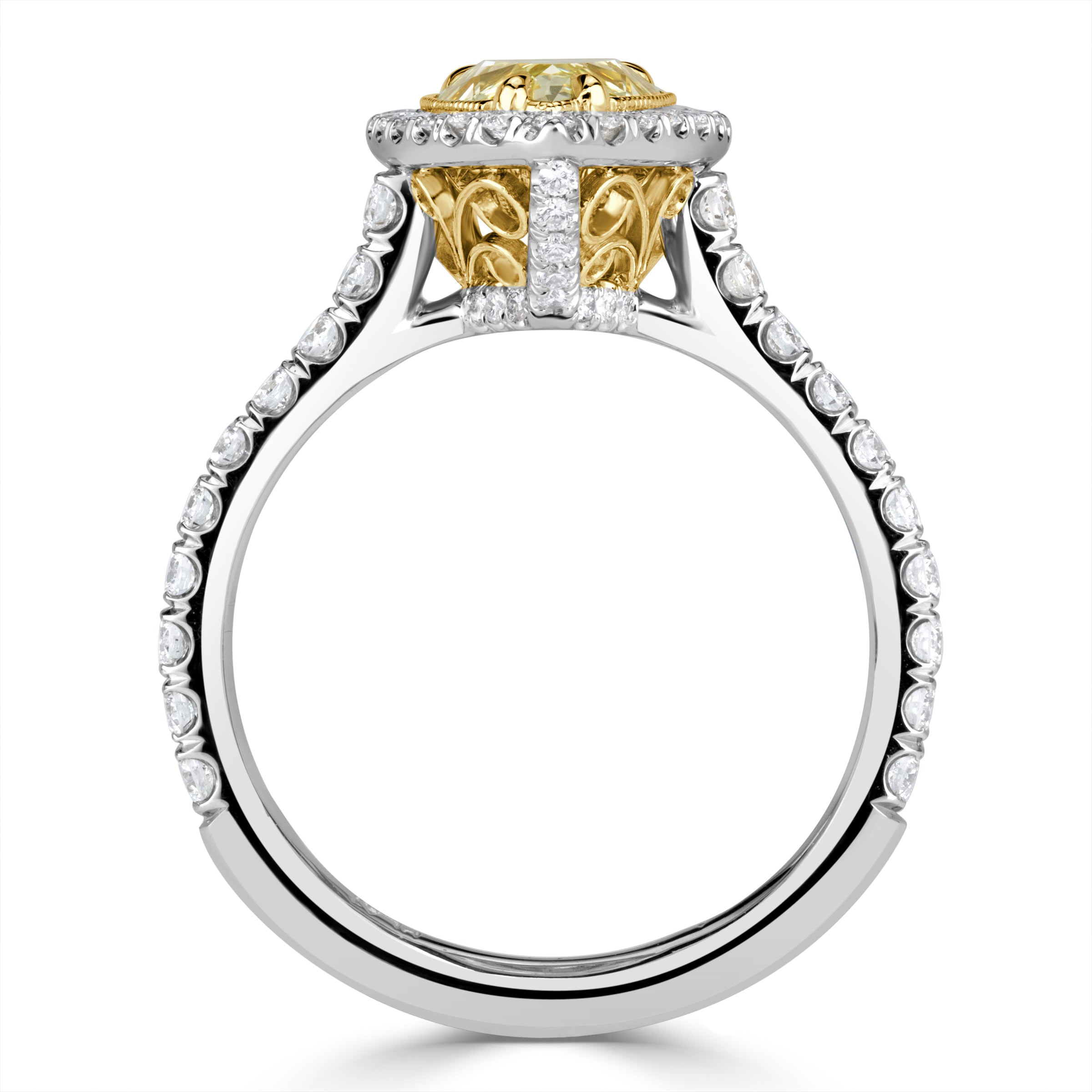 2.47ct Fancy Yellow Pear Shaped Diamond Engagement Ring