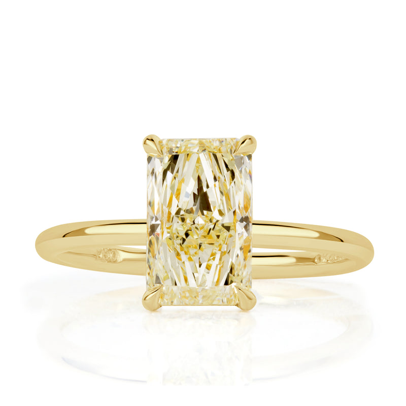 2.12ct Fancy Yellow Radiant Cut Diamond Engagement Ring
