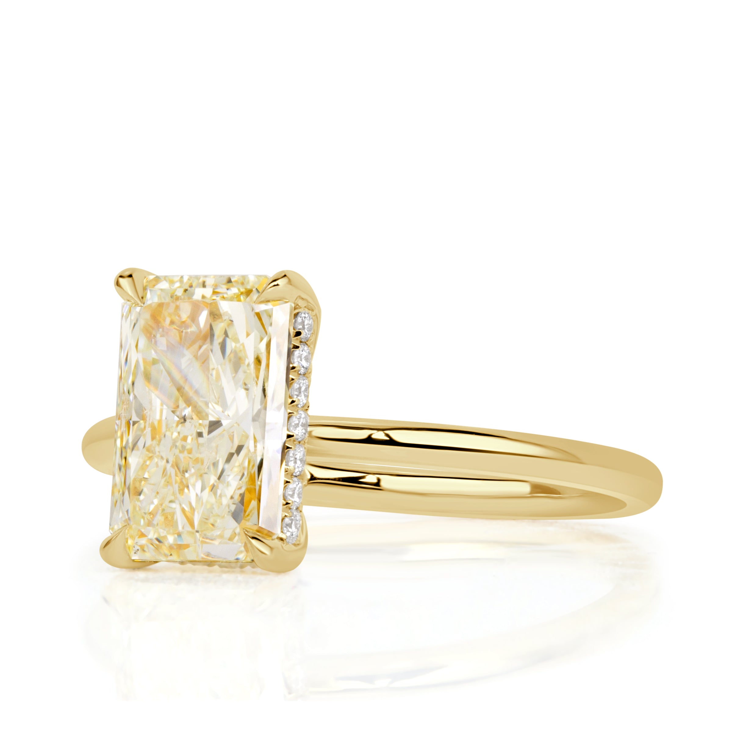 2.12ct Fancy Yellow Radiant Cut Diamond Engagement Ring