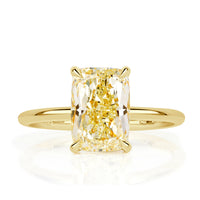 3.14ct Fancy Light Yellow Cushion Cut Diamond Engagement Ring