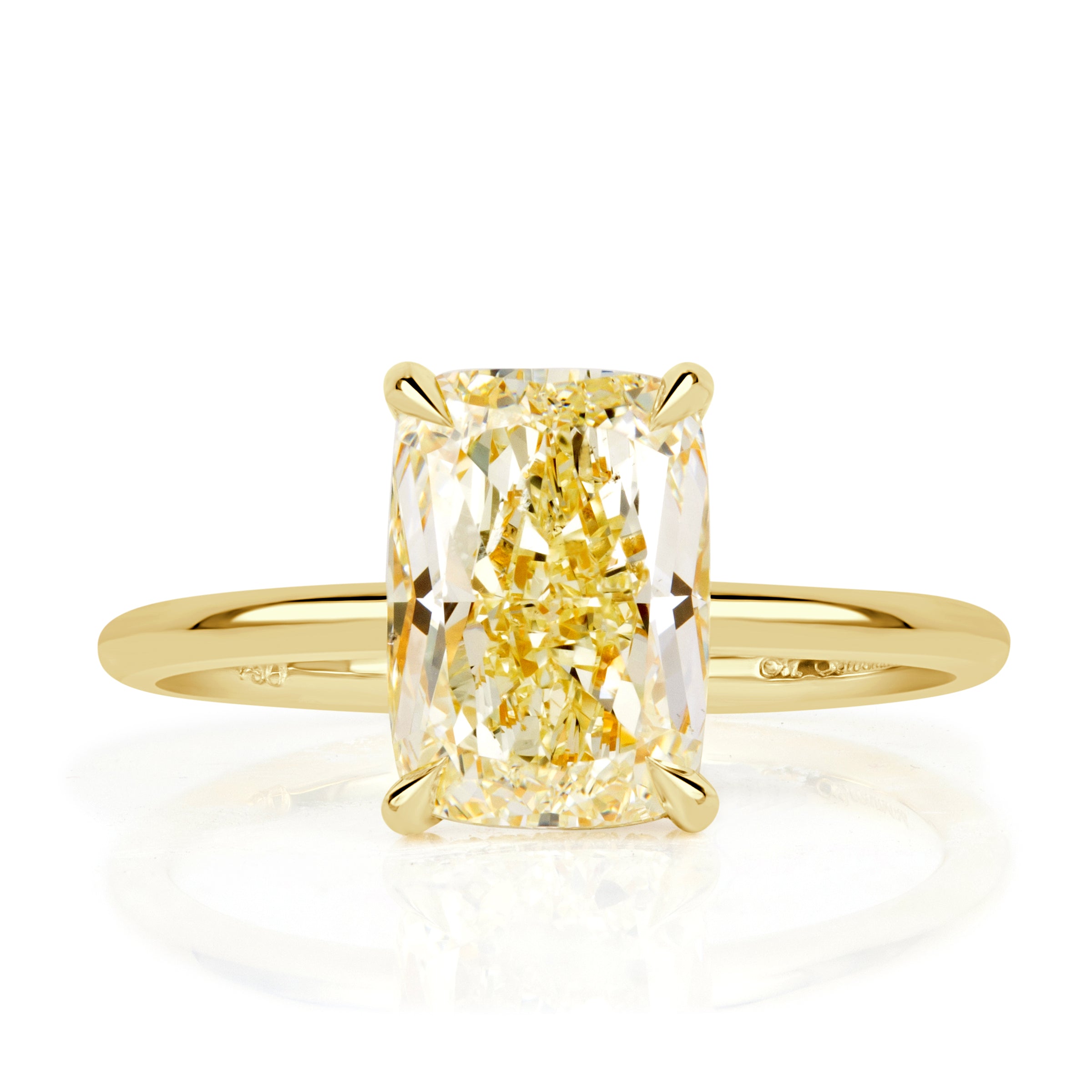 3.14ct Fancy Light Yellow Cushion Cut Diamond Engagement Ring