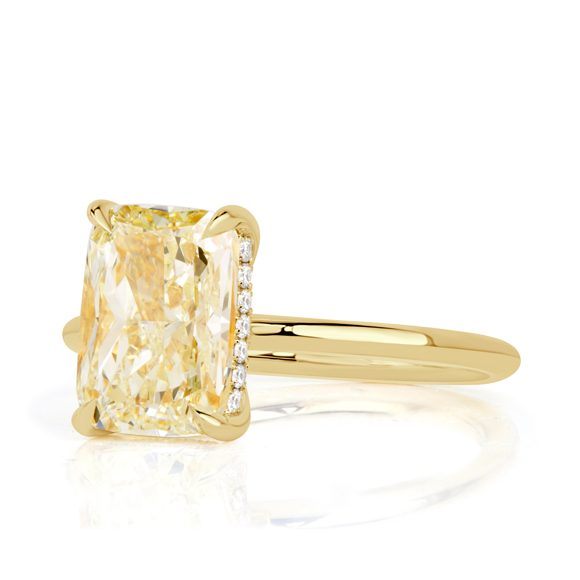 3.14ct Fancy Light Yellow Cushion Cut Diamond Engagement Ring