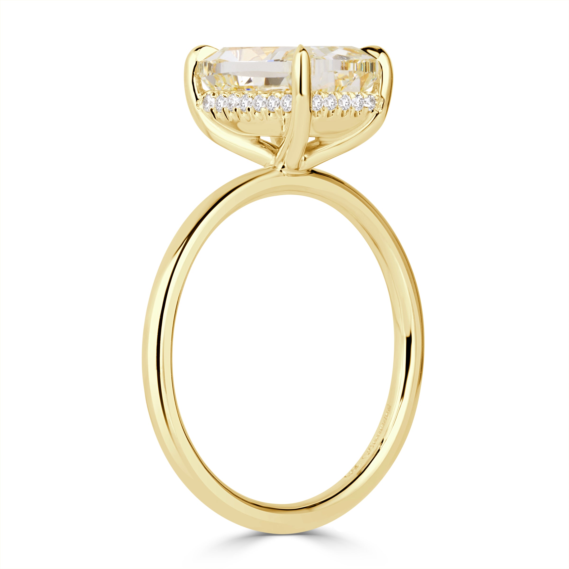 3.14ct Fancy Light Yellow Cushion Cut Diamond Engagement Ring