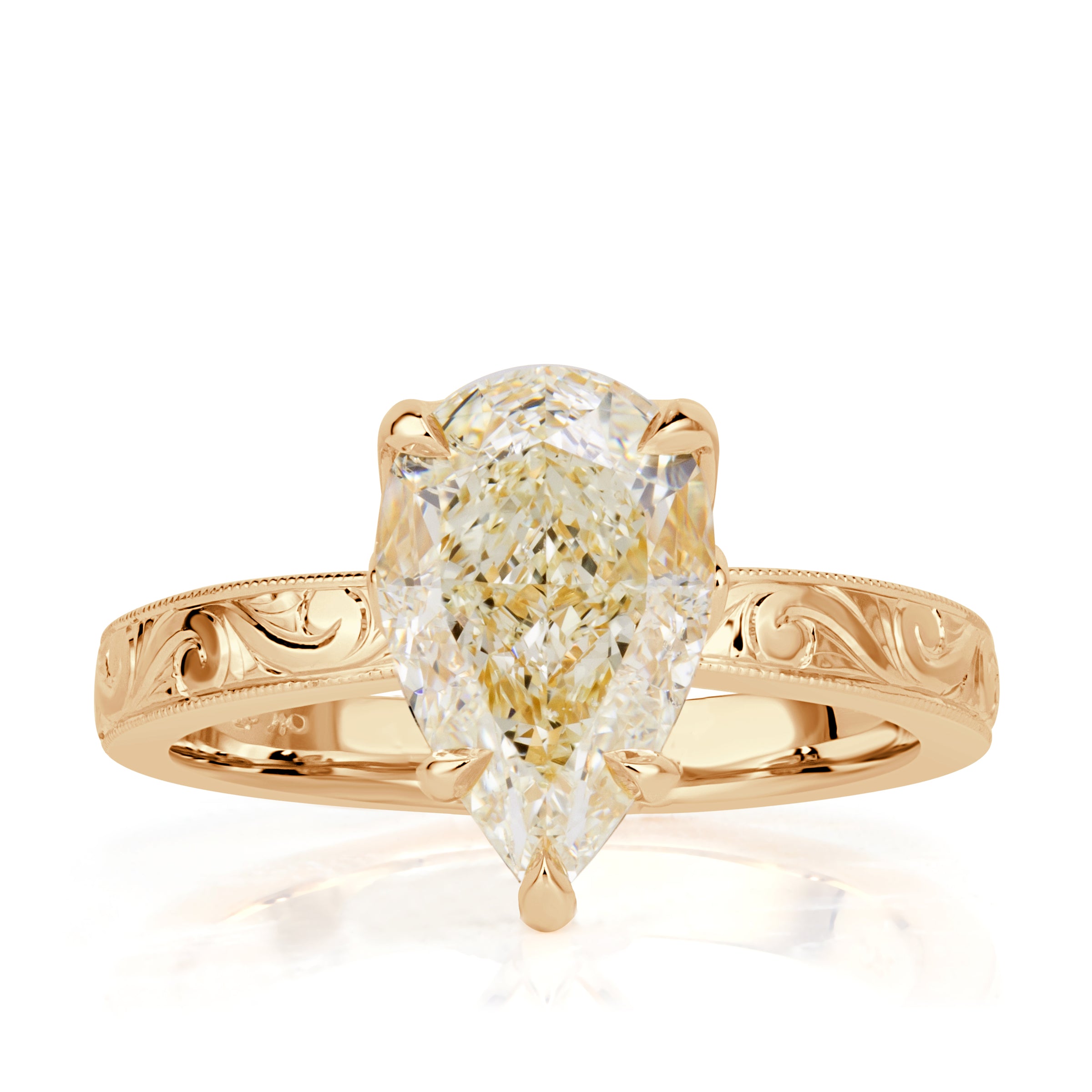 3.21ct Pear Shaped Champagne Diamond Engagement Ring