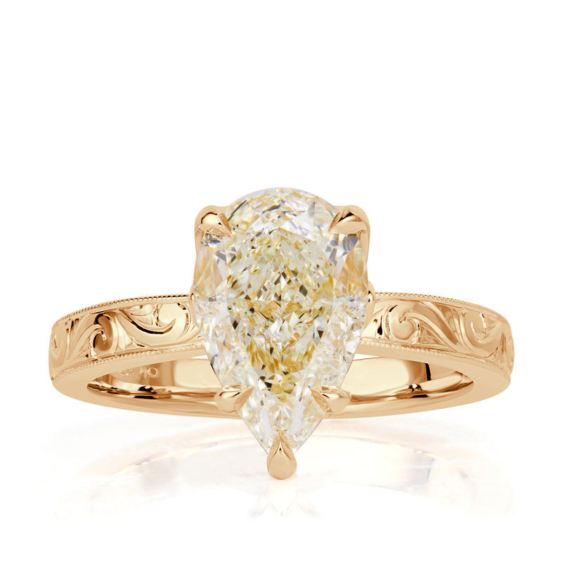 3.21ct Pear Shaped Champagne Diamond Engagement Ring