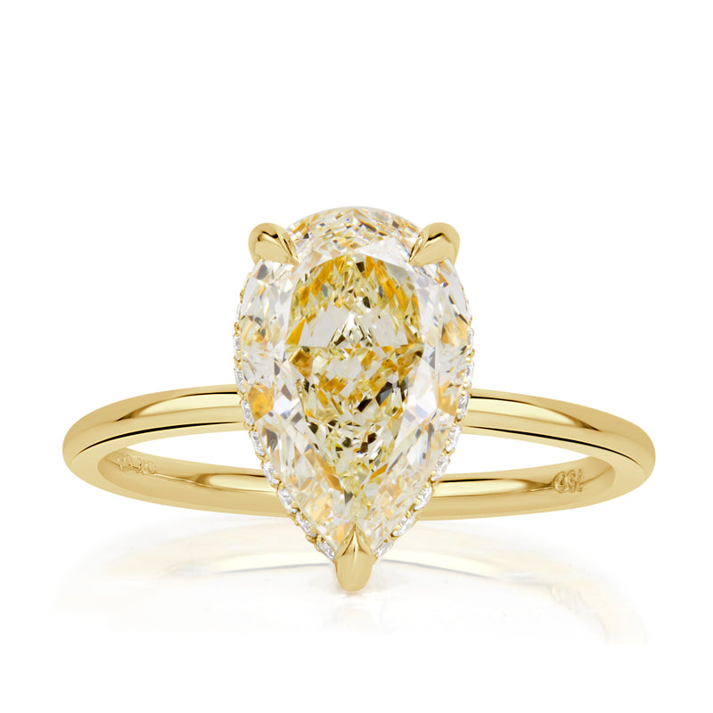 3.13ct Canary Yellow Pear Shaped Diamond Engagement Ring