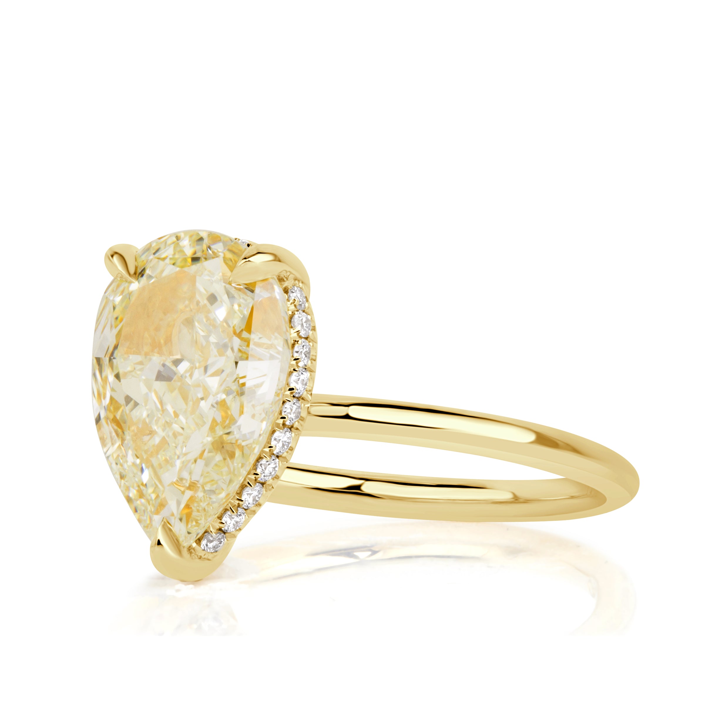 3.13ct Canary Yellow Pear Shaped Diamond Engagement Ring