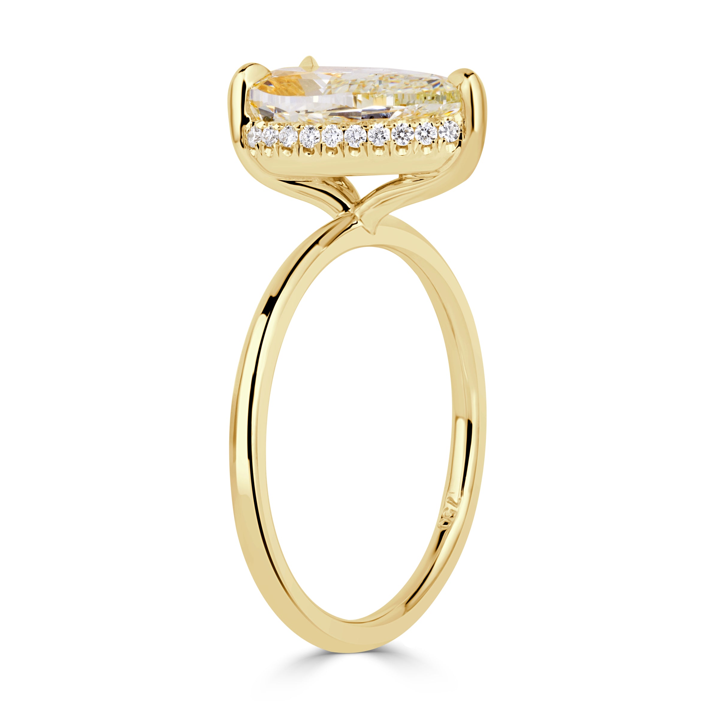 3.13ct Canary Yellow Pear Shaped Diamond Engagement Ring