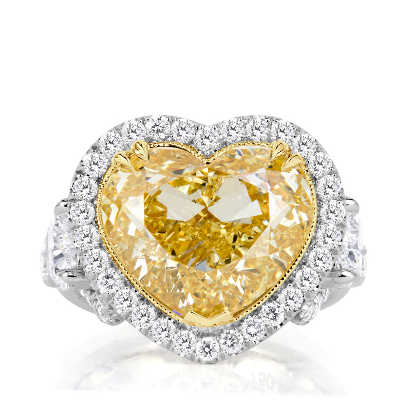 9.24ct Fancy Yellow Heart Shaped Diamond Engagement Ring