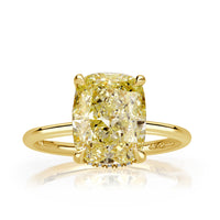 4.11ct Cushion Cut Fancy Light Yellow Diamond Engagement Ring