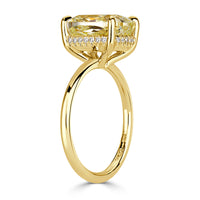 4.11ct Cushion Cut Fancy Light Yellow Diamond Engagement Ring