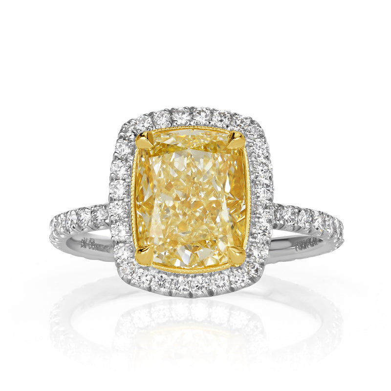 3.81ct Cushion Cut Canary Yellow Diamond Engagement Ring